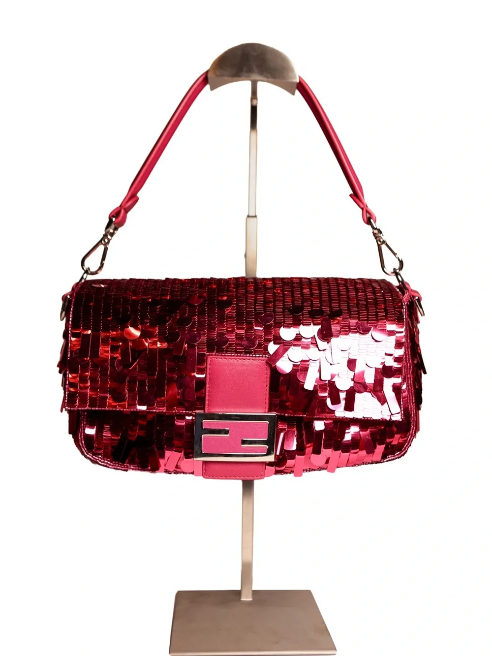 Fendi Fuscia Sequin Baguette Shoulder Bag Vintage Sex and the City